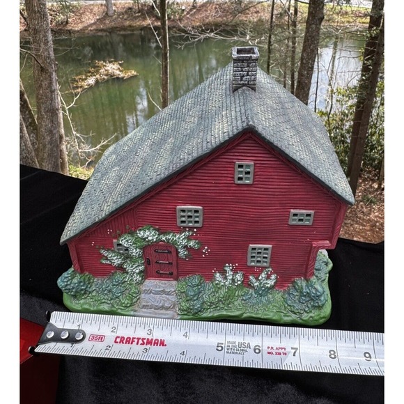 Vintage Old Stonigan 20010203 Lang & Wise Red Saltbox Porcelain House & Mailbox - Picture 5 of 12